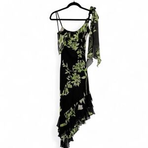 Vintage Caché Black and Green "JLo" floral dress